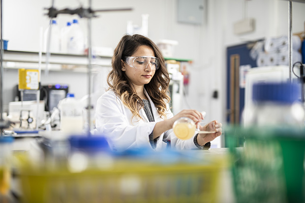 University of Huddersfield student in the Lab.